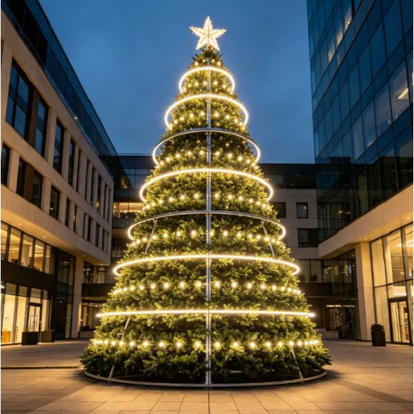 Oplyst juletræstårn